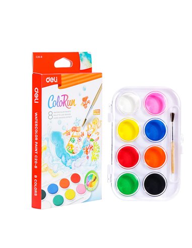 ACUARELE 8 CULORI 28MM ECONOMY DELI