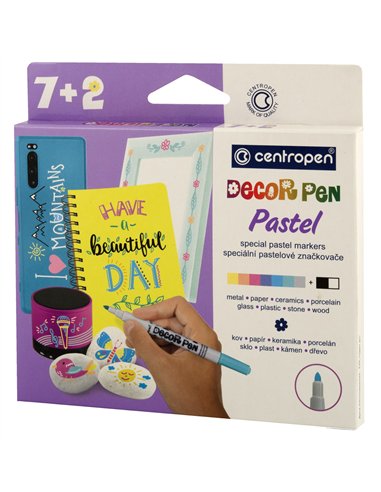 MARKERE PERMANENTE PT DECOR. SLIM 7+2 CUL. PASTEL 2738 CENTROPEN