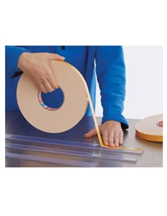 BANDA DUBLU ADEZIVA BURETATA 25 M x 19 MM 2