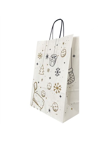 PUNGA HARTIE MANER RASUCIT 26 x 12 x 35 CM ALB/ALB CRACIUN PAPIROTI