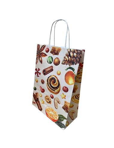 PUNGA HARTIE MANER RASUCIT 18 x 8 x 22 CM ALB PRAJITURI CRACIUN PAPIROTI
