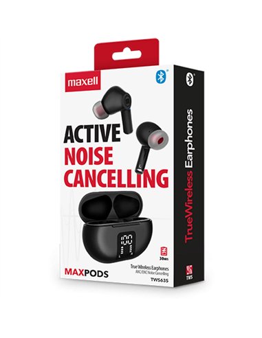 CASTI FARA FIR BLUETOOTH TWS MAXPODS TIP EARBUDS NEGRE MAXELL