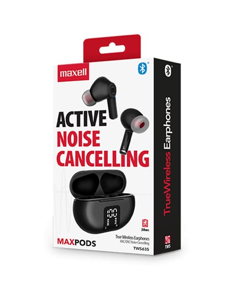 CASTI FARA FIR BLUETOOTH TWS MAXPODS TIP EARBUDS NEGRE MAXELL