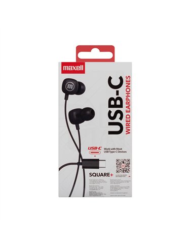 CASTI AUDIO CU FIR SI MICROFON SQUARE USB-C NEGRE MAXELL