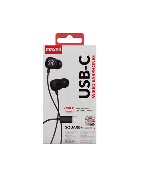 CASTI AUDIO CU FIR SI MICROFON SQUARE USB-C NEGRE MAXELL
