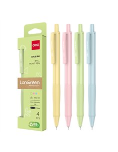 SET 4 PIXURI CU MECANISM 0.7MM CORP PASTEL NEGRU LONGREEN PLASTIC RECICLAT DELI