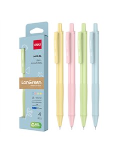 SET 4 PIXURI CU MECANISM 0.7MM CORP PASTEL ALBASTRU LONGREEN PLASTIC RECICLAT DELI