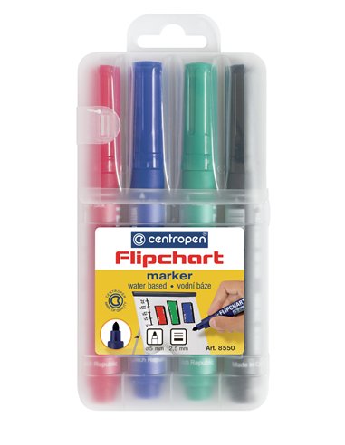 MARKER FLIPCHART 4/SET 2.5MM 8550 CENTROPEN