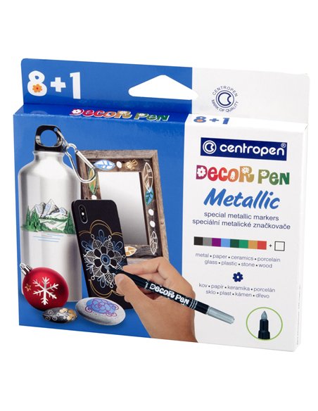 MARKERE PERMANENTE PT DECOR. SLIM 8+1 CULORI METALICE 2737 CENTROPEN