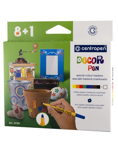 MARKERE PERMANENTE PT DECOR. SLIM 8+1 CULORI 2738 CENTROPEN