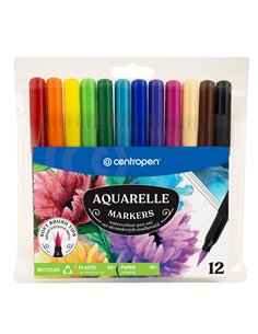 MARKERE SOLUBILE CU VARF PENSULA 12 CULORI CENTROPEN